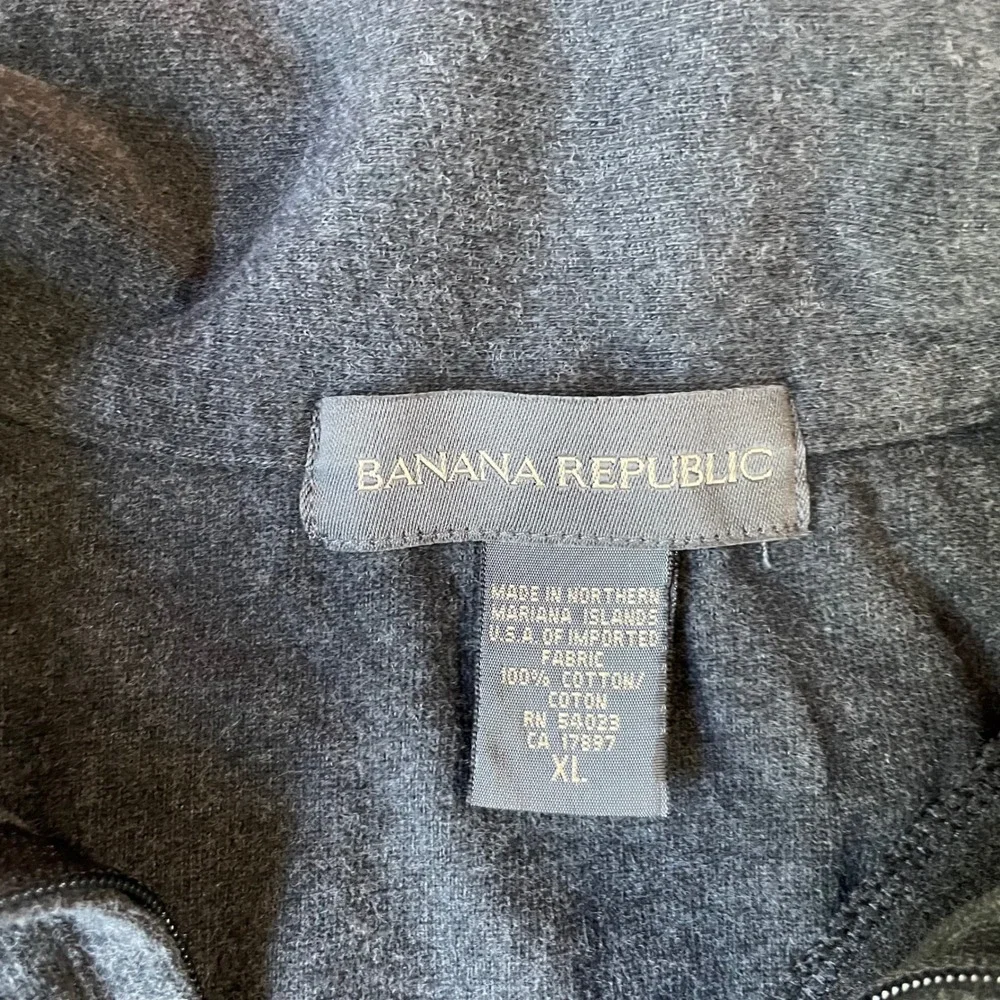 Banana Republic Quarter Zip Sweater Mens XL Gray Pullover Pockets Quiet Luxury
